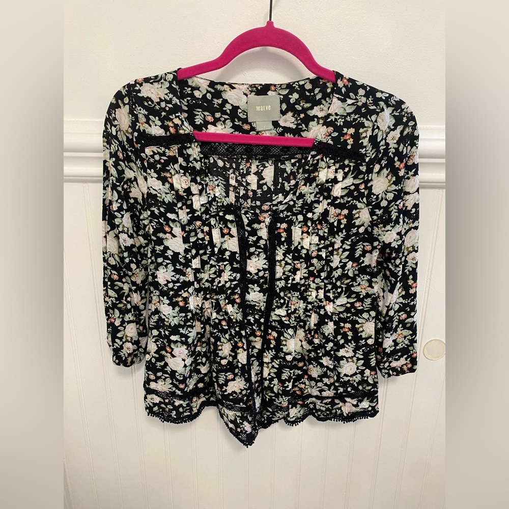 Maeve Black and White Relaxed Blouse